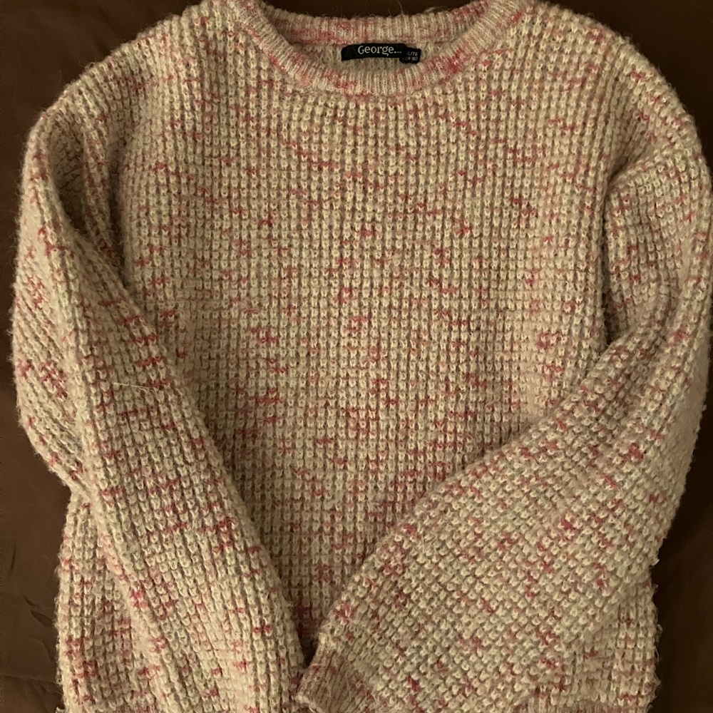 Pink and white knit sweater !!
